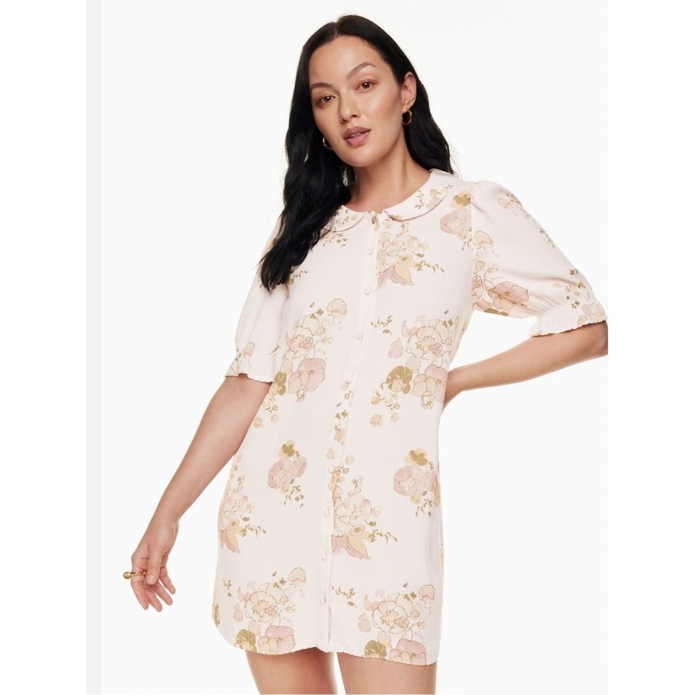 Wilfred Poplin Dress sold by Arittiza Sage and pink flowy button up medium